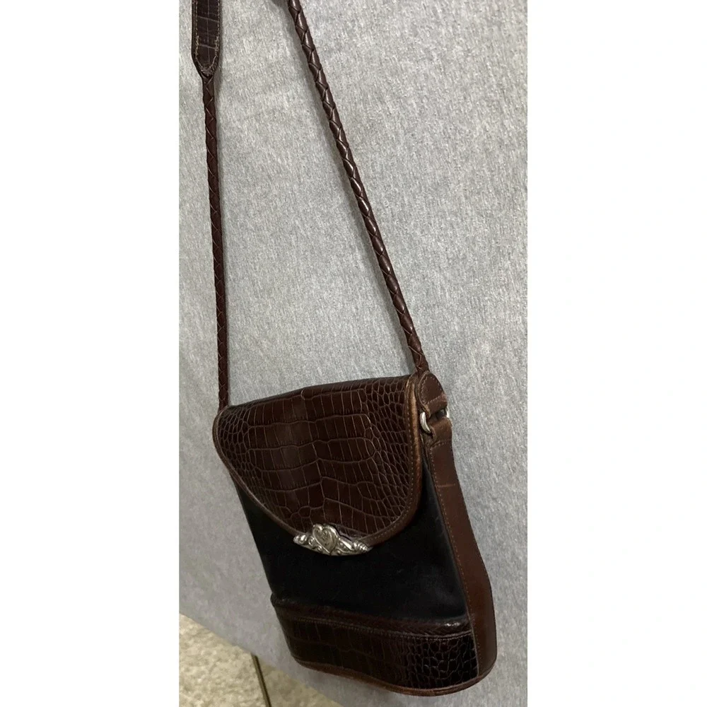 Vintage Brighton Brown/Black Shoulder Bag with Braided Strap